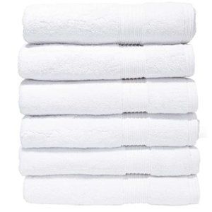 6 pk - Luxury HAND TOWELS - 100% Combed Cotton  (White)